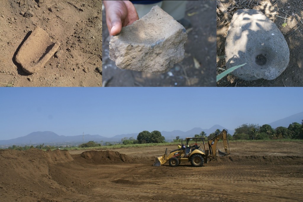 Las retroexcavadoras de la empresa Fenix quebraron gran parte de los vestigios arqueológicos de Tacuscalco. /Foto de Max Herrador.
